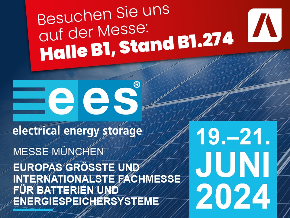 Advertising for the AKKU SYS trade fair appearance at the EES trade fair in Munich.