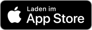 Black Apple logo with „Download from App Store“ for iOS app download.