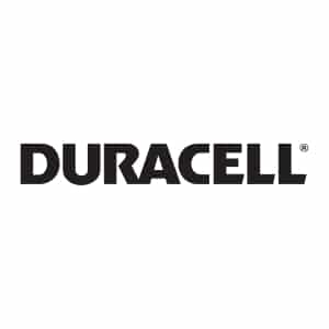 Duracell logo in black lettering