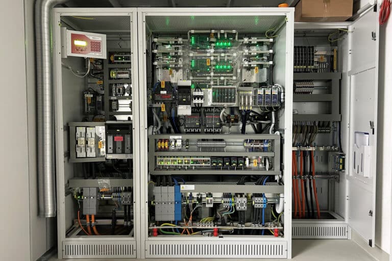 The control centre of the battery-operated emergency power system.