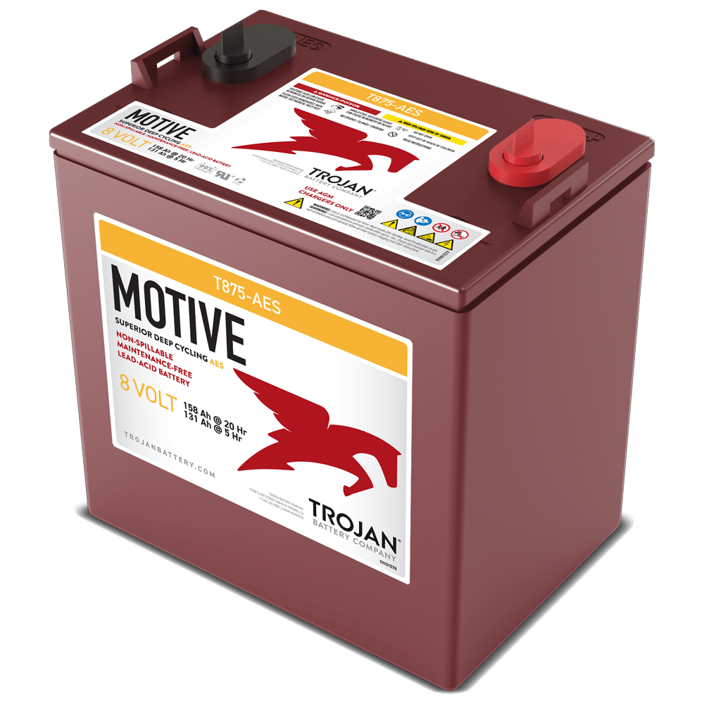 Example of a battery for Trojan golf carts.