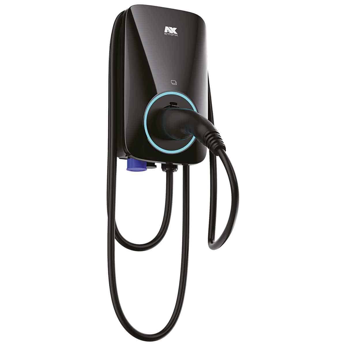 A black charging station for electric cars.