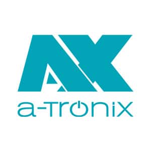 AX a-TroniX logo in turquoise
